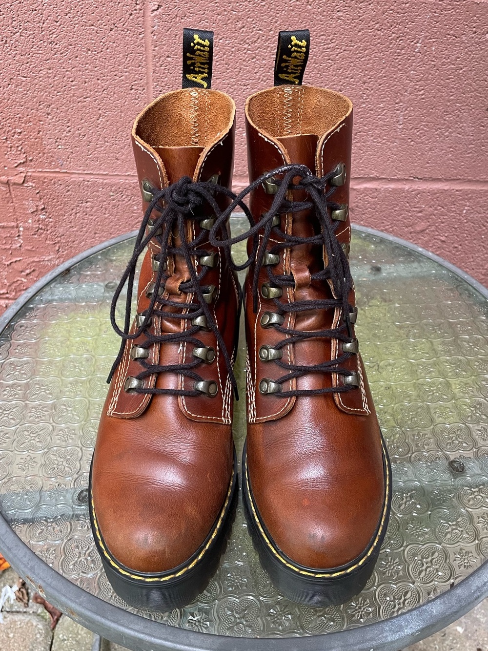 Dr Martens Leona Orleans Leather Platform Heeled Boots Size 9 - Picture 3 of 12